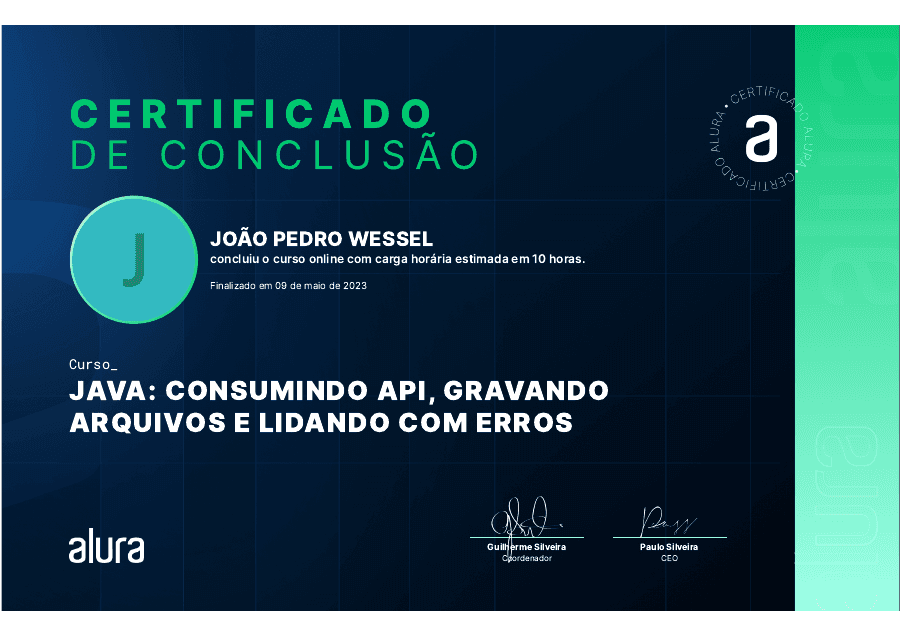Certificado Java: consumindo API, arquivos e erros